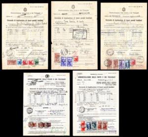 REPUBBLICA ITALIANA 1950 - Cinque moduli di ... 