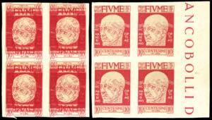 1920 - 10 cent. DAnnunzio, due blocchi di ... 