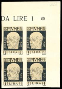 1920 - 1 lira DAnnunzio, non dentellato ... 