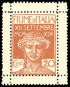 1920 - 20 cent. Legionari, dicitura FIUME ... 