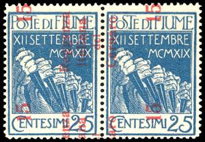 1920 - 15 cent. su 25 cent. azzurro ... 
