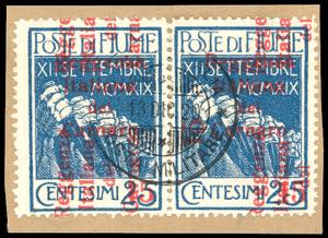 1920 - 15 cent. su 25 cent. azzurro ... 