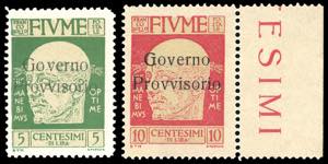 1921 - Soprastampati Governo Provvisorio, ... 