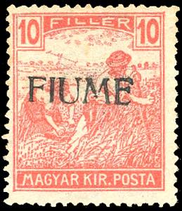 1918 - 10 f. Mietitori, soprastampa a mano ... 