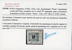 1918/19 - 50 f., filigrana C, ... 