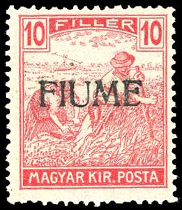 1918 - 10 f. carminio Mietitori, soprastampa ... 