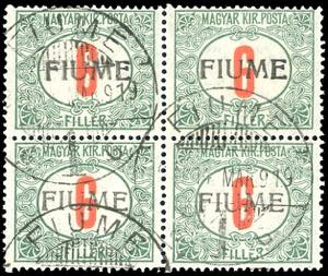 1918/19 - 6 f. cifre rosse, soprastampa a ... 