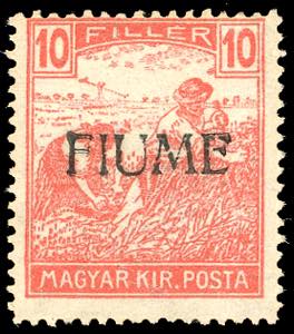 1918 - 10 f. Mietitori, soprastampa a mano ... 