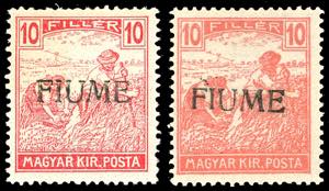 1918 - 10 f. carminio e 10 f. vermiglio ... 