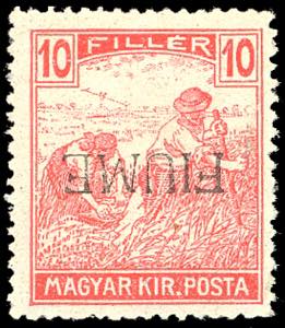 1918 - 10 f. Mietitori, soprastampa a mano ... 