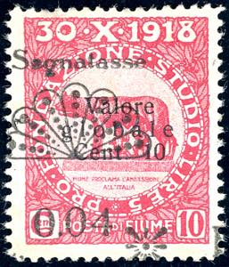 1921 - 0,04 lire su 10 cent. soprastampa ... 