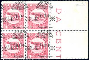 1921 - 0,04 lire su 10 cent., soprastampa ... 