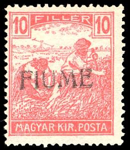 1918 - 10 f. Mietitori, soprastampa a mano ... 