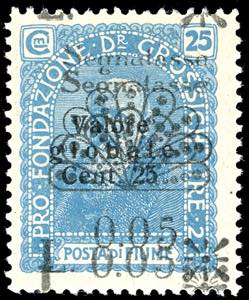 1921 - 0,05 lire su 25 cent. celeste latteo ... 