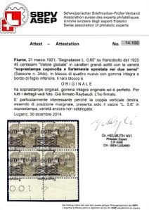 1921 - 0,60 lire su 45 cent., ... 