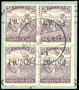 1918 - 15 f. Mietitori, soprastampa a mano ... 