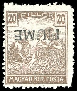 1918 - 20 f. Mietitori, soprastampa a mano ... 