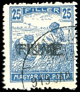 1918 - 25 f. Mietitori, soprastampa a mano ... 