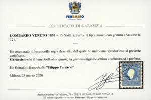 1859 - 15 soldi azzurro, II tipo ... 