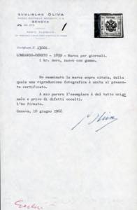 1859 - 1 kr. nero (2), gomma ... 