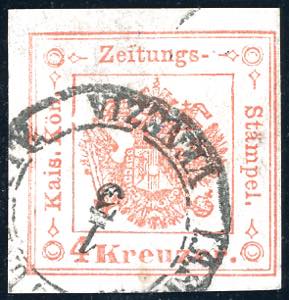 1858 - 4 kr. rosso smorto (4), perfetto e ... 