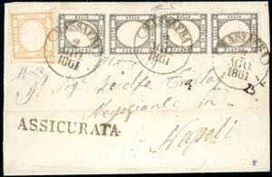 1861 - 1 grano grigio nero, striscia ... 