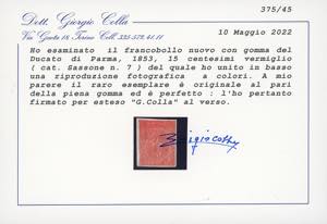 1853 - 15 cent. vermiglio (7), ... 