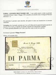 1859 - 5 cent. giallo arancio (1), ... 