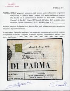 1859 - 5 cent. giallo arancio (1), ... 