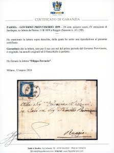 1859 - 20 cent. azzurro scuro IV ... 