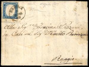 1859 - 20 cent. azzurro scuro IV emissione ... 