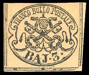 1863 - 3 baj bruno (4Aa), nuovo, gomma ... 