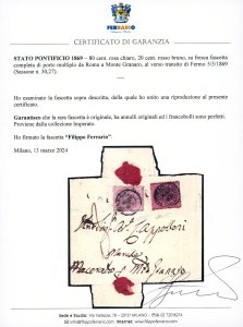 1869 - 80 cent. rosa chiaro, 20 ... 