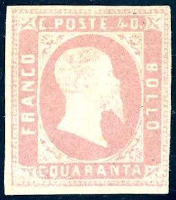 1851 - 40 cent. rosa (3), nuovo, gomma ... 