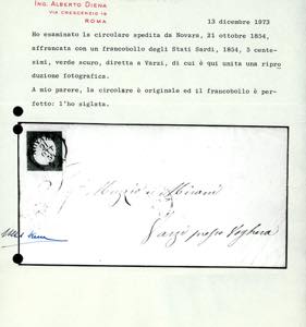 1854 - 5 cent. verde scuro, III ... 