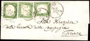 1863 - 5 cent. verde bronzo (13Db), in ... 