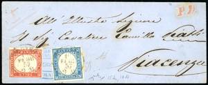 1857 - 20 cent. celeste vivace, perfetto, 40 ... 