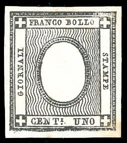 1861 - 1 cent. nero per stampati, senza ... 