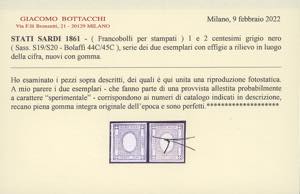 1861 - 1 cent. grigio nero e 2 ... 