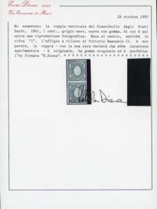 1861 - 1 cent. grigio nero e 2 ... 