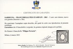 1861 - 2 cent. nero intenso per ... 