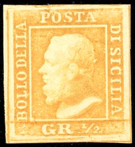 1859 - 1/2 grano arancio, I tavola, carta di ... 