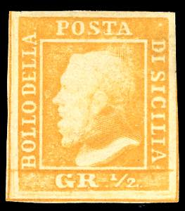 1859 - 1/2 grano arancio, I tavola, carta di ... 