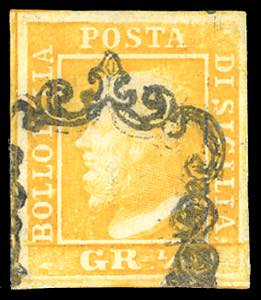1859 - 1/2 grano giallo arancio chiaro, I ... 