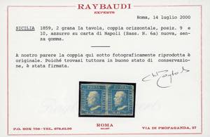 1859 - 2 grana azzurro, I tavola, ... 