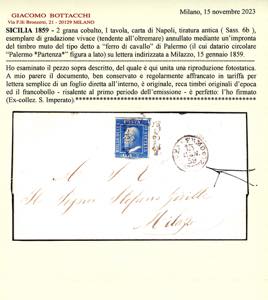 1859 - 2 grana cobalto, I tavola, ... 