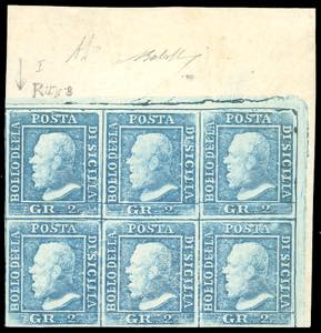 1859 - 2 grana azzurro chiaro, I tavola, ... 