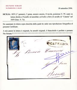 1859 - 2 grana azzurro smorto, II ... 