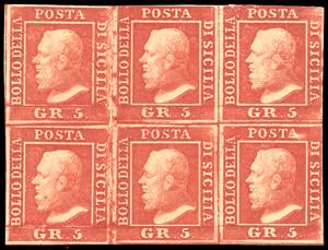 1859 - 5 grana rosso sangue, I tavola (9c), ... 