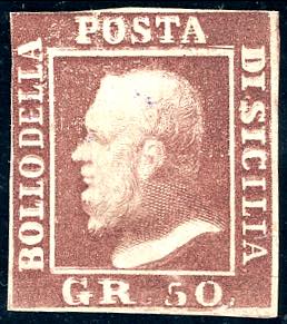 1859 - 50 grana lacca bruno, doppia ... 